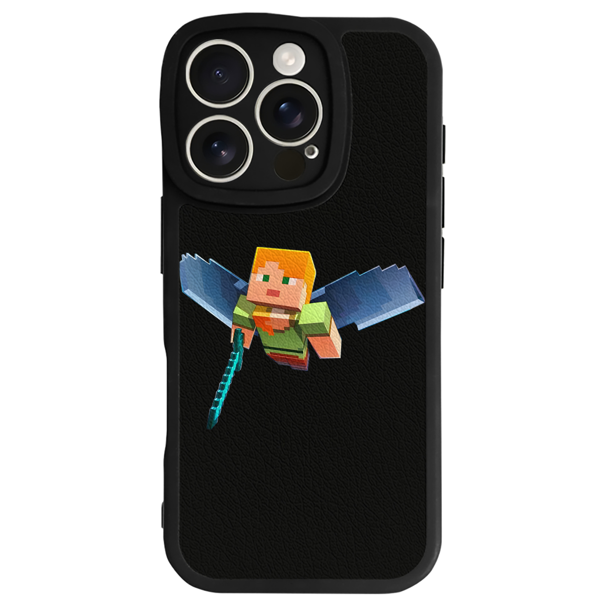 （画像用） マインクラフト ブロックの世界 Minecraft MC Block world 【iPhone 16シリーズ対応】シリコンスマホケース（レザー調） 材質：シリコン